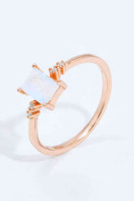 Rectangle Natural Moonstone Ring - Ladyez