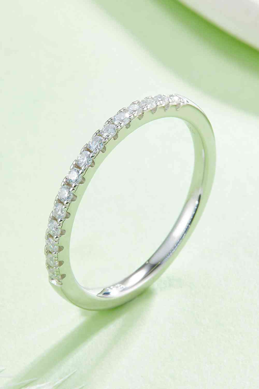Moissanite Platinum-Plated Half-Eternity Ring - Ladyez