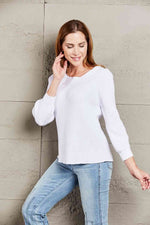 Double Take Off-Shoulder Rib-Knit Sweater - Ladyez
