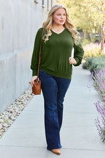 Basic Bae Full Size V-Neck Lantern Sleeve Blouse - Ladyez