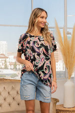 Sew In Love Full Size Paisley Print Round Neck Short Sleeve T-Shirt - Ladyez