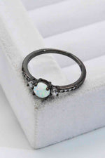 925 Sterling Silver Round Opal Ring - Ladyez