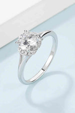 1 Carat Moissanite 925 Sterling Silver Split Shank Ring - Ladyez