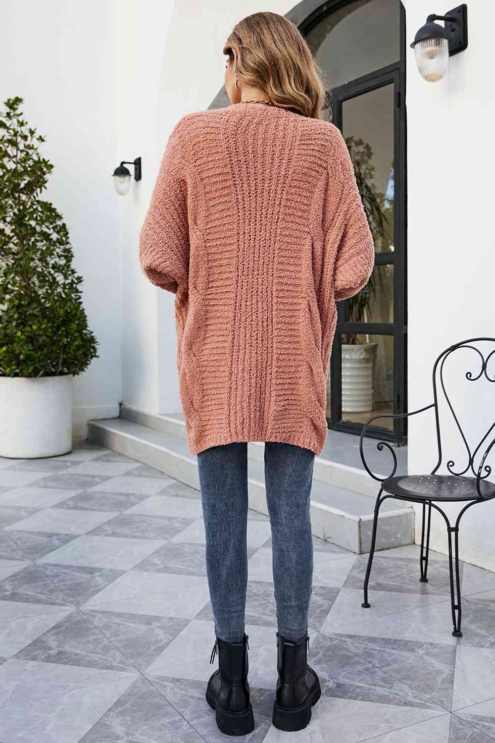 Open Front Dolman Sleeve Cardigan - Ladyez