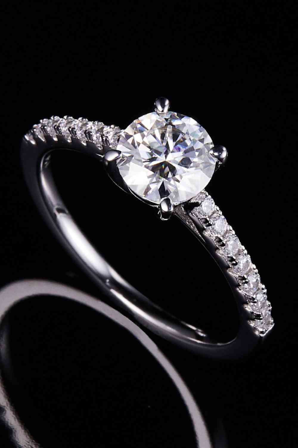 1 Carat Moissanite 925 Sterling Silver Side Stone Ring - Ladyez