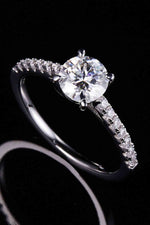 1 Carat Moissanite 925 Sterling Silver Side Stone Ring - Ladyez