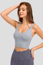 Deep V-Neck Crop Sports Bra - Ladyez