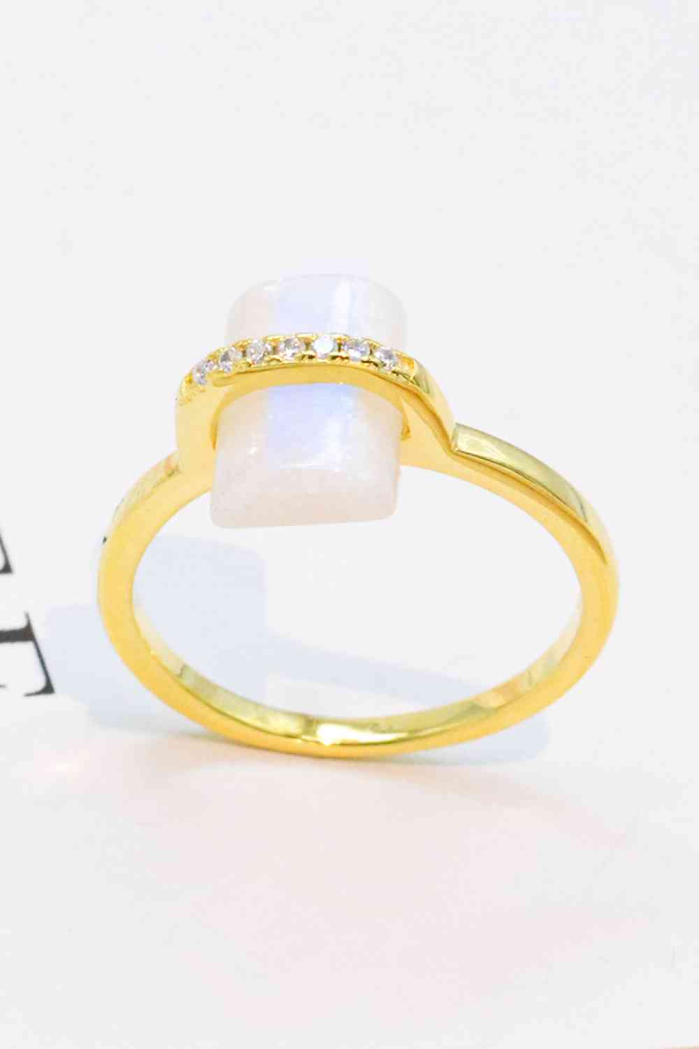 Natural Moonstone Platinum-Plated Ring - Ladyez