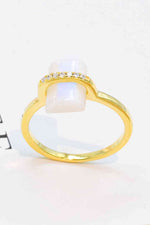 Natural Moonstone Platinum-Plated Ring - Ladyez