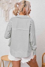Full Size Striped Collared Top - Ladyez