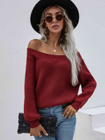 Double Take Off-Shoulder Rib-Knit Sweater - Ladyez