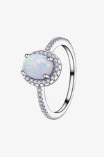 Opal 925 Sterling Silver Halo Ring - Ladyez