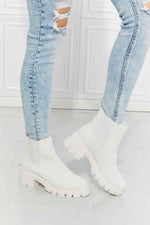 MMShoes Work For It Matte Lug Sole Chelsea Boots in White - Ladyez