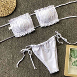 Frill Trim Ruched Bikini Set - Ladyez