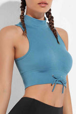 Mock Neck Ribbed Sports Tank - Ladyez