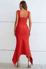 Ruched Sweetheart Neck Hem Detail Dress - Ladyez