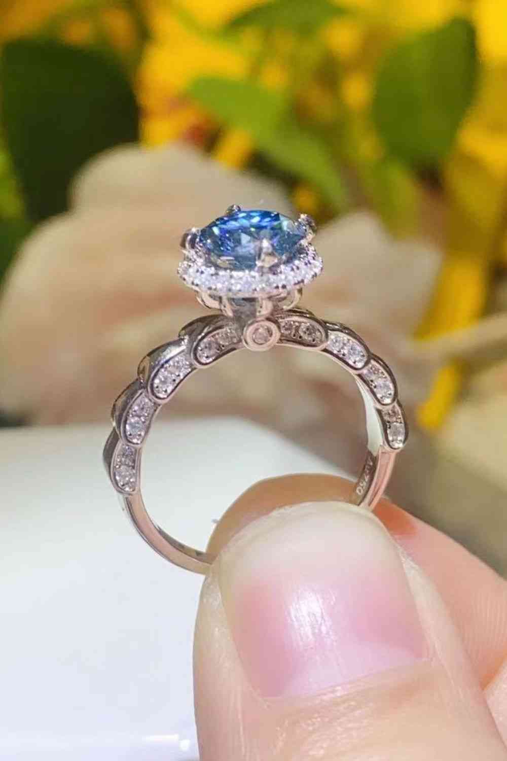 925 Sterling Silver 1 Carat Moissanite Cluster Ring - Ladyez