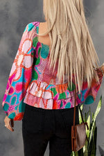 Floral Smocked Ruffled Balloon Sleeve Blouse - Ladyez