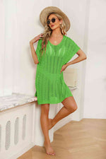 Openwork Side Slit Knit Dress - Ladyez