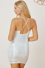 Sequin Spaghetti Strap Mini Wrap Dress - Ladyez