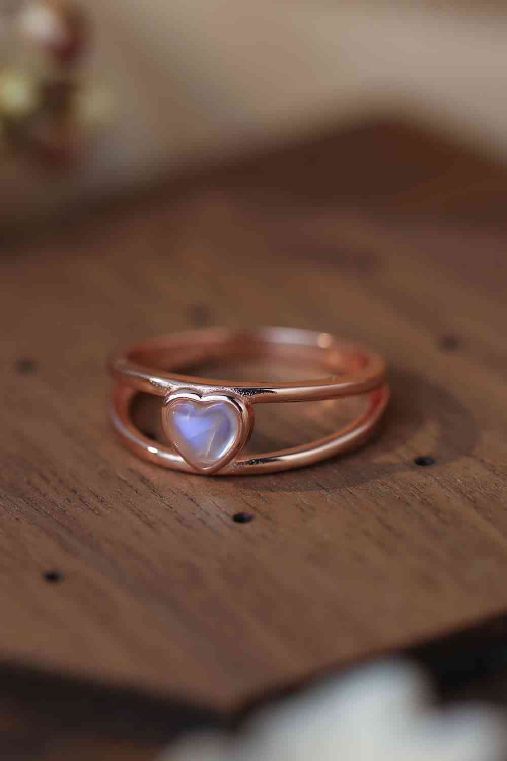 Moonstone Heart 925 Sterling Silver Ring - Ladyez
