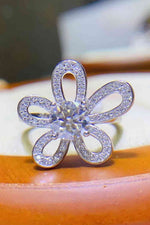 1 Carat Moissanite Flower-Shape Open Ring - Ladyez