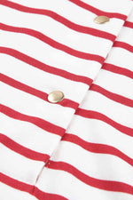 Striped Half Button Frill Trim Top - Ladyez