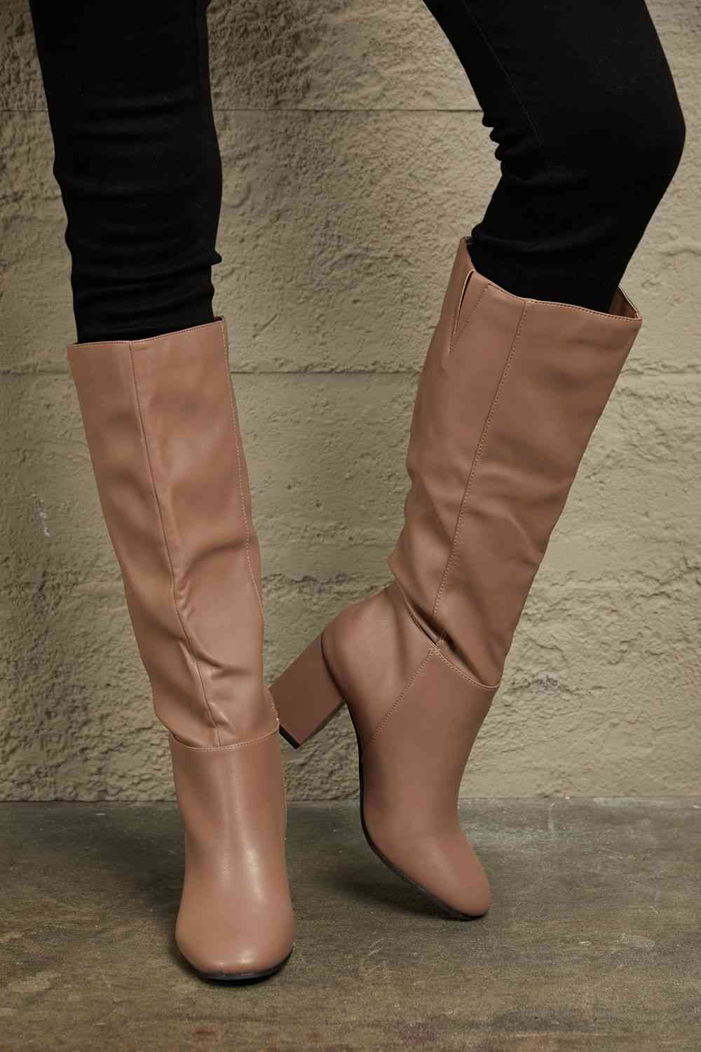 East Lion Corp Block Heel Knee High Boots - Ladyez