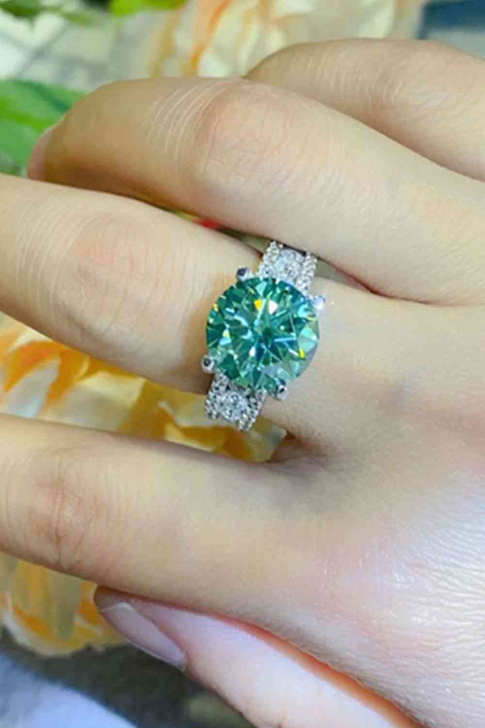 5 Carat Moissanite 4-Prong Wide Band Ring - Ladyez