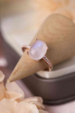 High Quality Natural Moonstone 925 Sterling Silver Side Stone Ring - Ladyez