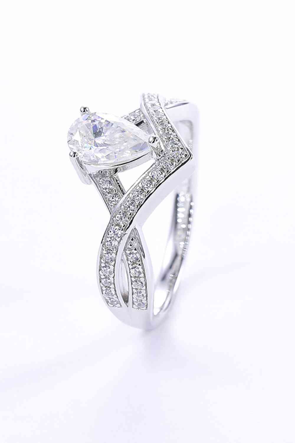 1 Carat Moissanite Teardrop 925 Sterling Silver Ring - Ladyez