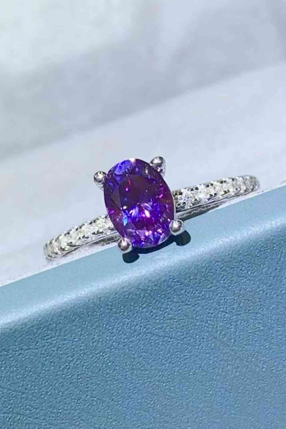 1 Carat Purple Moissanite 4-Prong Ring - Ladyez