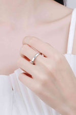 Inlaid Moissanite Rhodium-Plated Ring - Ladyez