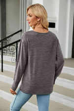 V-Neck Long Sleeve T-Shirt - Ladyez