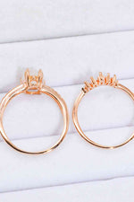 Natural Moonstone and Zircon 18K Rose Gold-Plated Two-Piece Ring Set - Ladyez