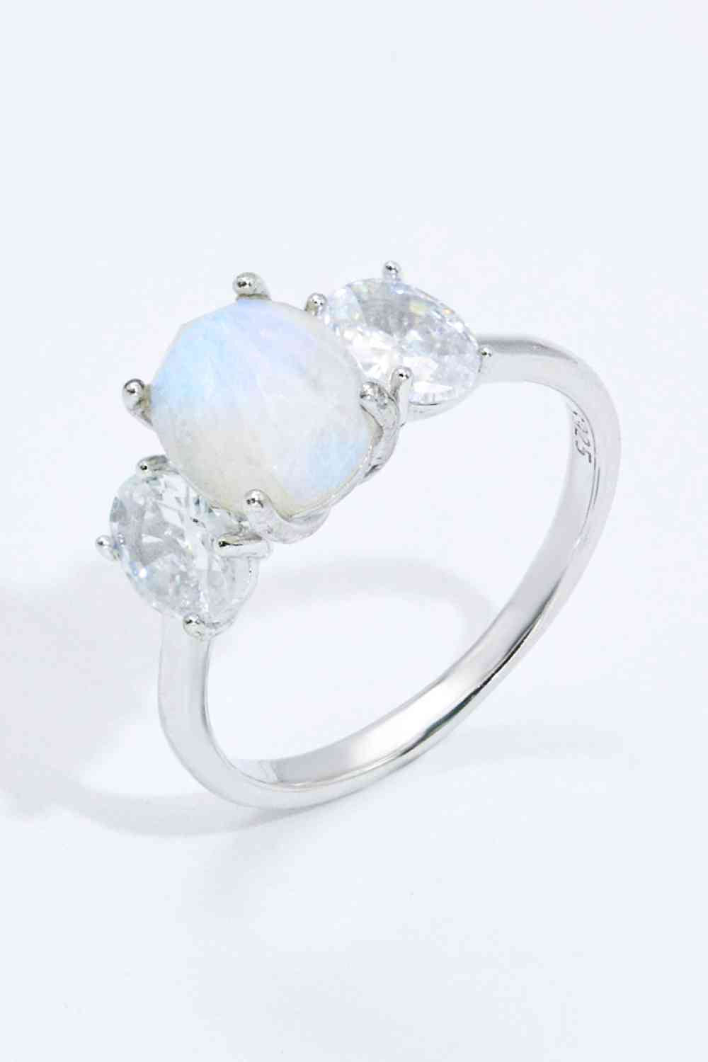 Natural Moonstone and Zircon Ring - Ladyez