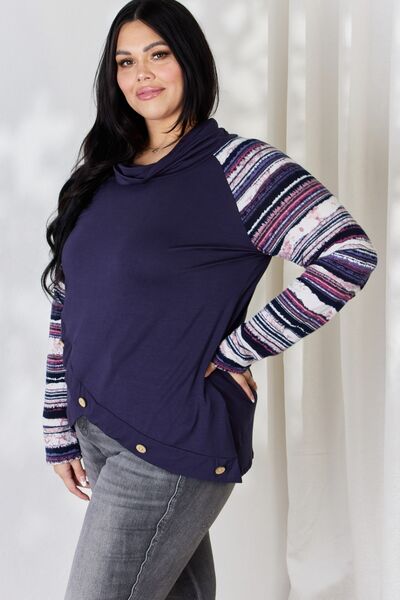 Celeste Full Size Buttoned Striped Long Sleeve Top - Ladyez