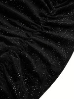 Glitter Ruched Cowl Neck Wrap Dress - Ladyez