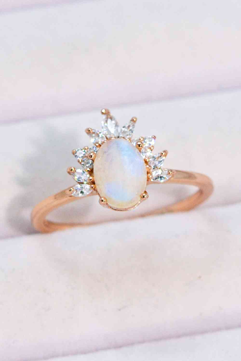 18K Rose Gold-Plated Natural Moonstone Ring - Ladyez