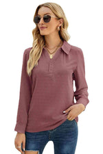 Swiss Dot Johnny Collar Blouse - Ladyez