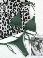 Textured Halter Neck Tie Side Bikini Set - Ladyez