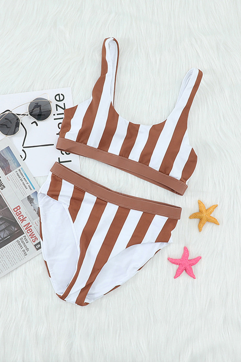 Striped Tank High Waist Bikini - Ladyez