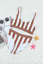 Striped Tank High Waist Bikini - Ladyez