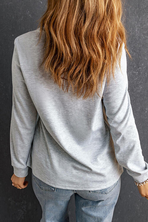 Graphic Round Neck Long Sleeve T-Shirt - Ladyez