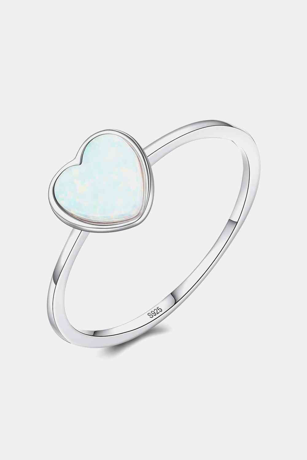 Opal Heart 925 Sterling Silver Ring - Ladyez