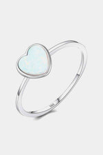 Opal Heart 925 Sterling Silver Ring - Ladyez