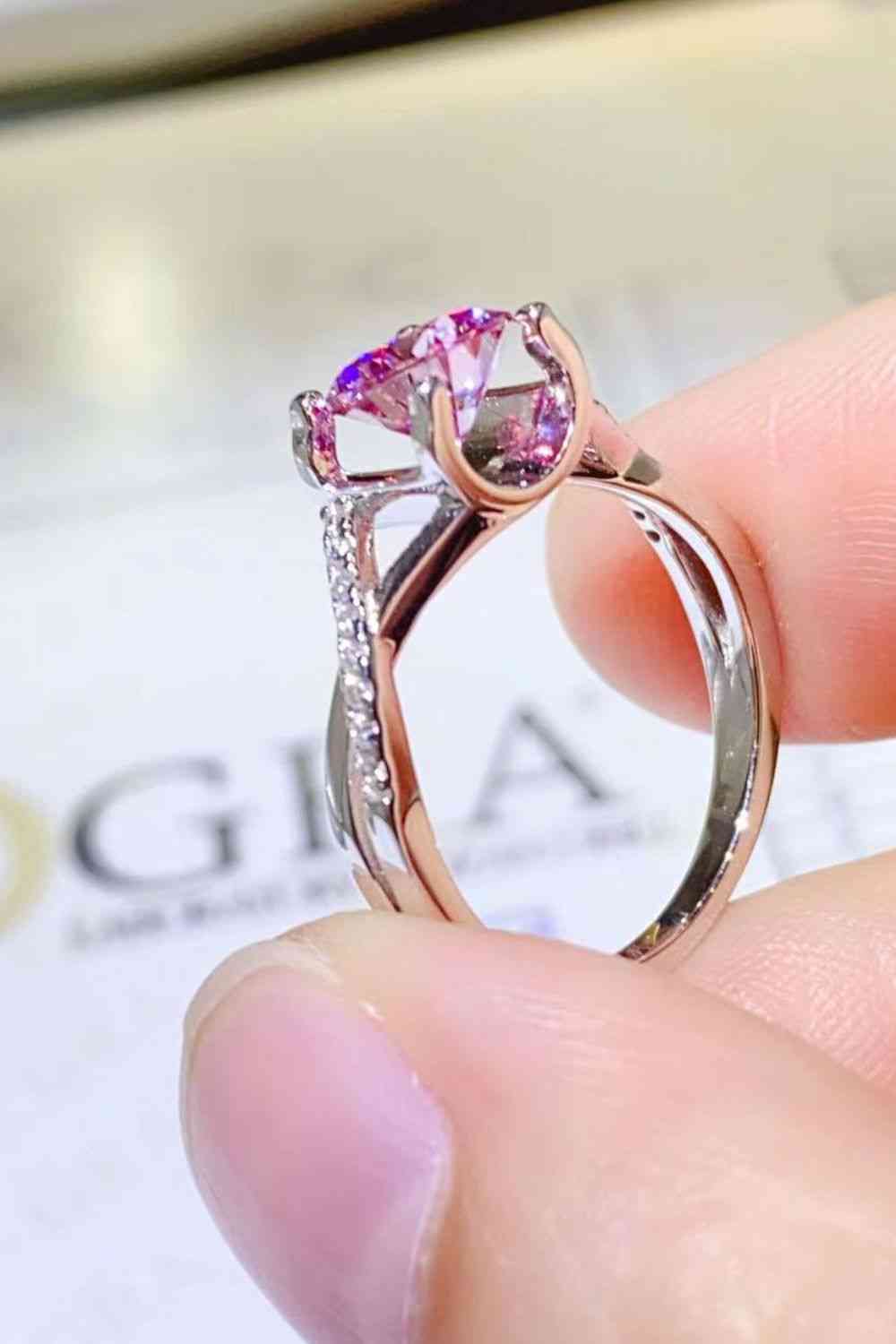 1 Carat Moissanite Crisscross 925 Sterling Silver Ring - Ladyez
