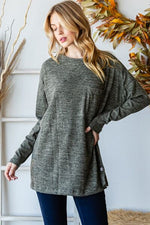 Reborn J Button Side Round Neck Long Sleeve T-Shirt - Ladyez