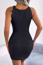 Decorative Button Sleeveless Cable-Knit Dress - Ladyez