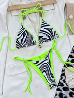 Zebra Print Halter Neck Bikini Set - Ladyez